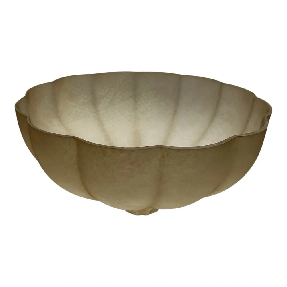Torchiere Floor Lamp Glass Shade REPLACEMENT Amber Alabaster Fluted Clam Shape